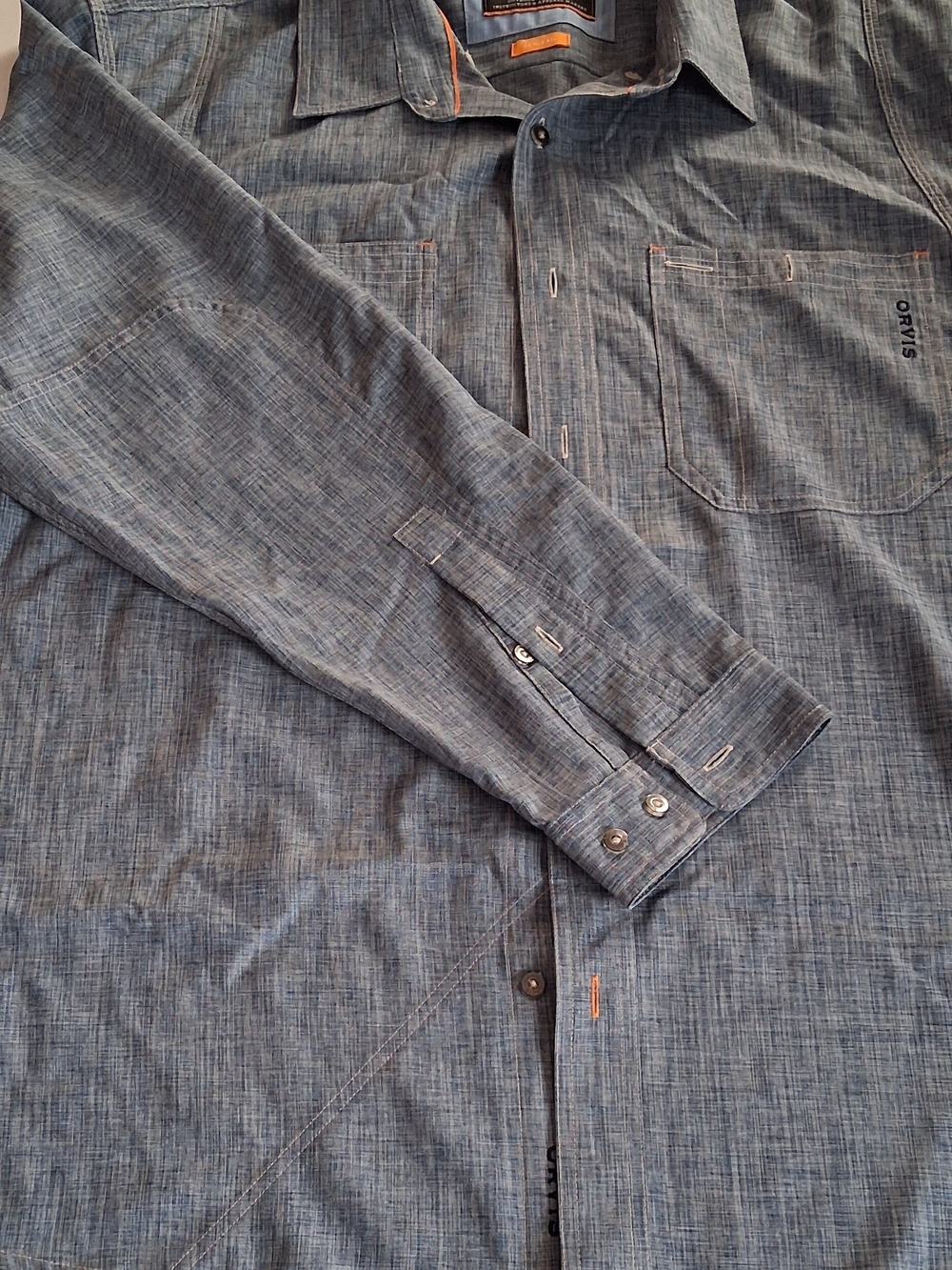 Orvis Men's Blue Outdoors Chambray Long-Sleeve Shirt